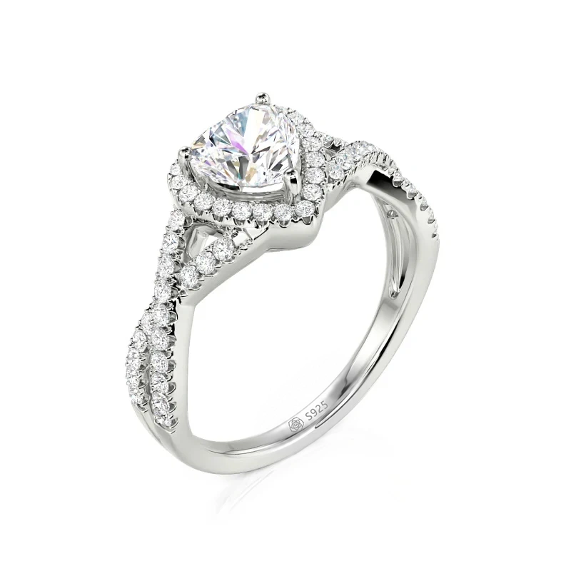 Helirose Classic Heart Twist Custom Promise Ring Sterling Silver