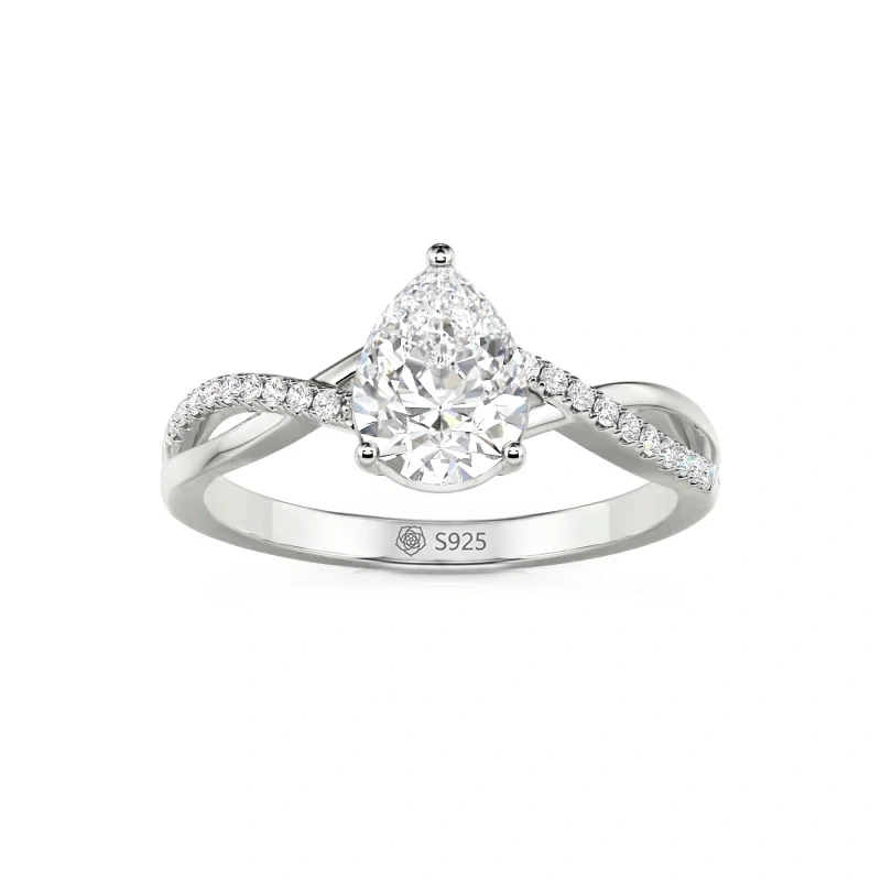 Helirose Custom Minimalist Twist Pear Cut Engagement Ring