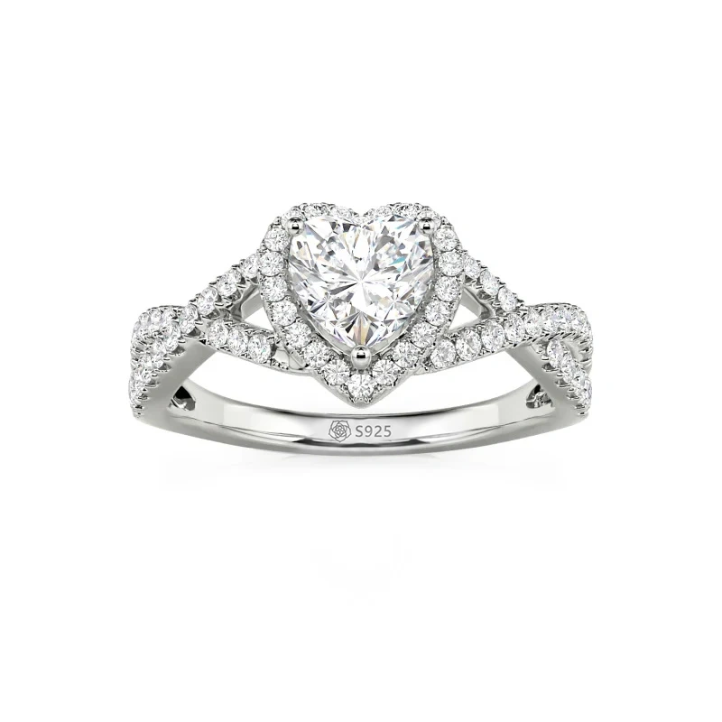 Helirose Classic Heart Twist Custom Promise Ring Sterling Silver