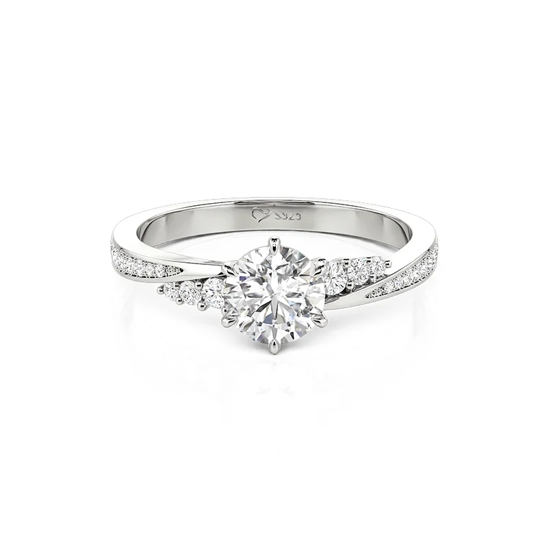Jeulia Simple Round Cut Promise Ring Twist Design Sterling Silver