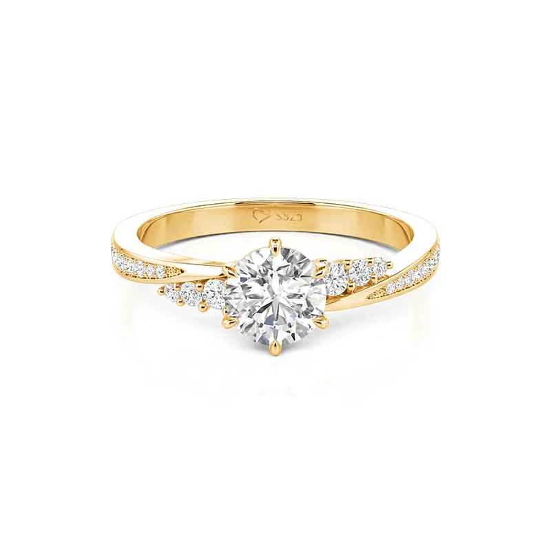 Jeulia Simple Round Cut Promise Ring Twist Design Sterling Silver