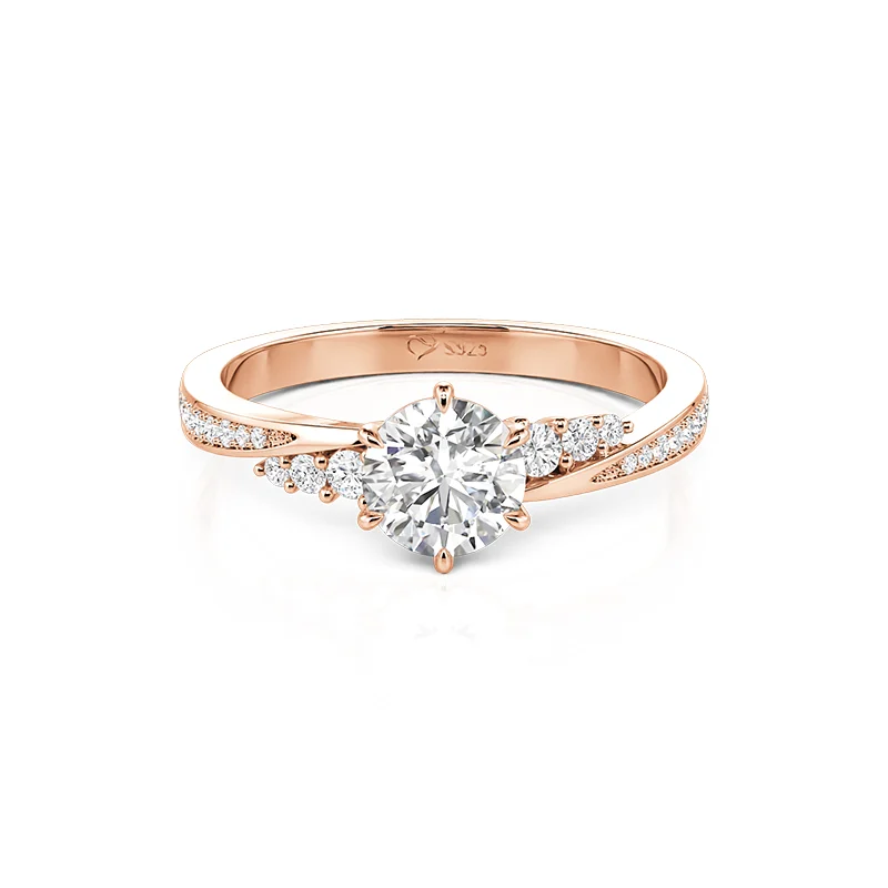 Jeulia Simple Round Cut Promise Ring Twist Design Sterling Silver