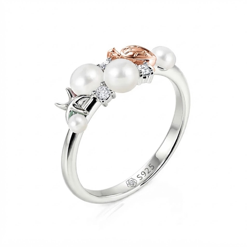 Jeulia Summer Two Tone Ocean Turtle Starfish Pearl Ring