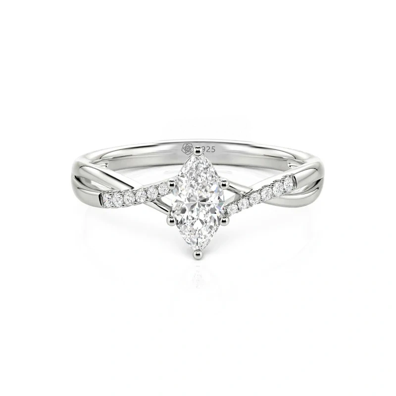 Helirose Twist Marquise Cut Sterling Silver Ring