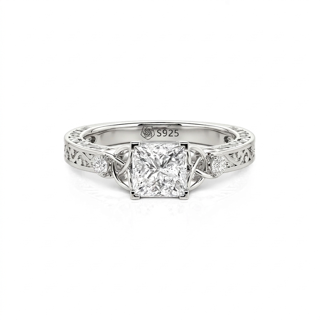 Jeulia Custom Celtic Knot Princess Cut Engagement Ring