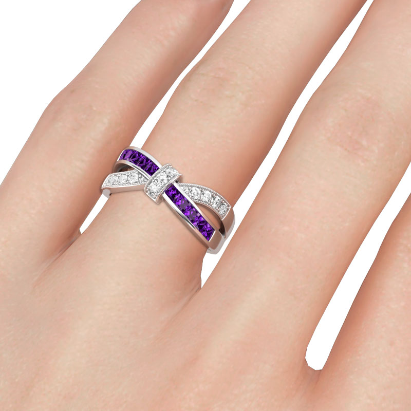Jeulia Crossover Sterling Silver Women's Band