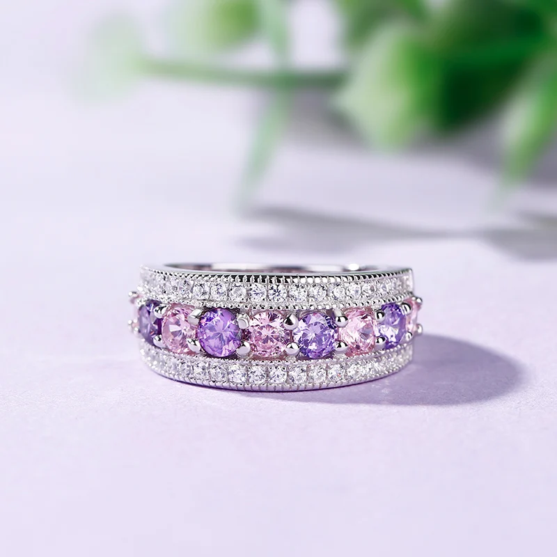 Jeulia Classic Round Cut Sterling Silver Women's Band