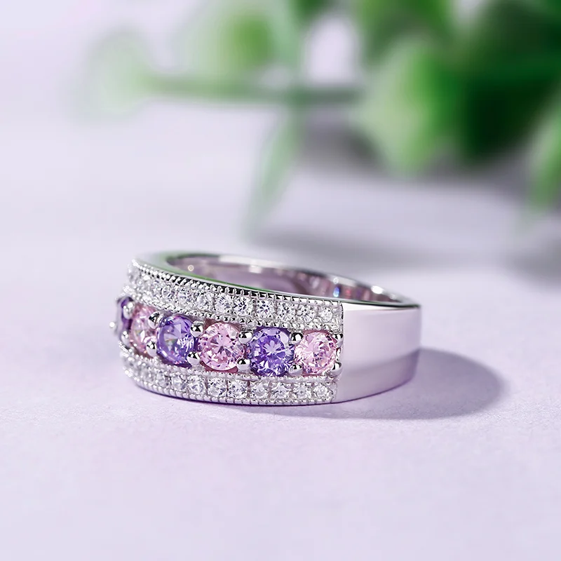 Jeulia Classic Round Cut Sterling Silver Women's Band