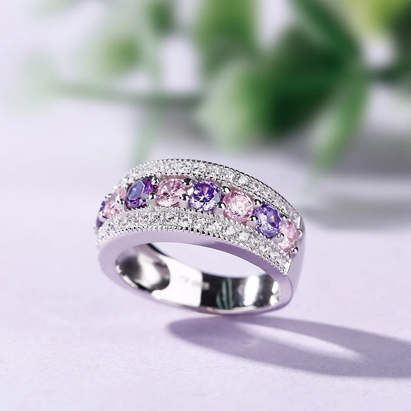 Jeulia Classic Round Cut Sterling Silver Women's Band