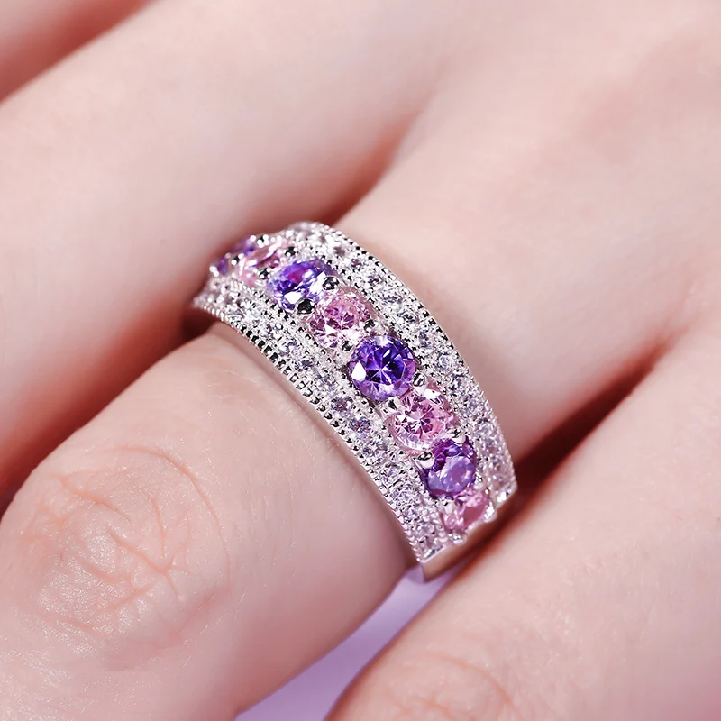 Jeulia Classic Round Cut Sterling Silver Women's Band