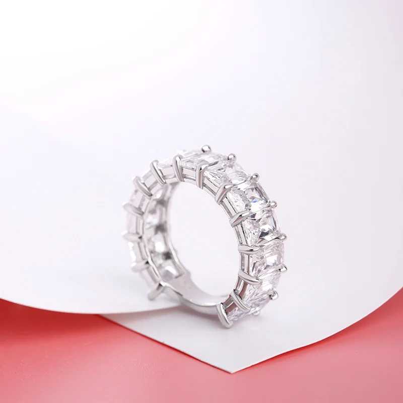 Jeulia Classic Radiant Cut Sterling Silver Women's Band