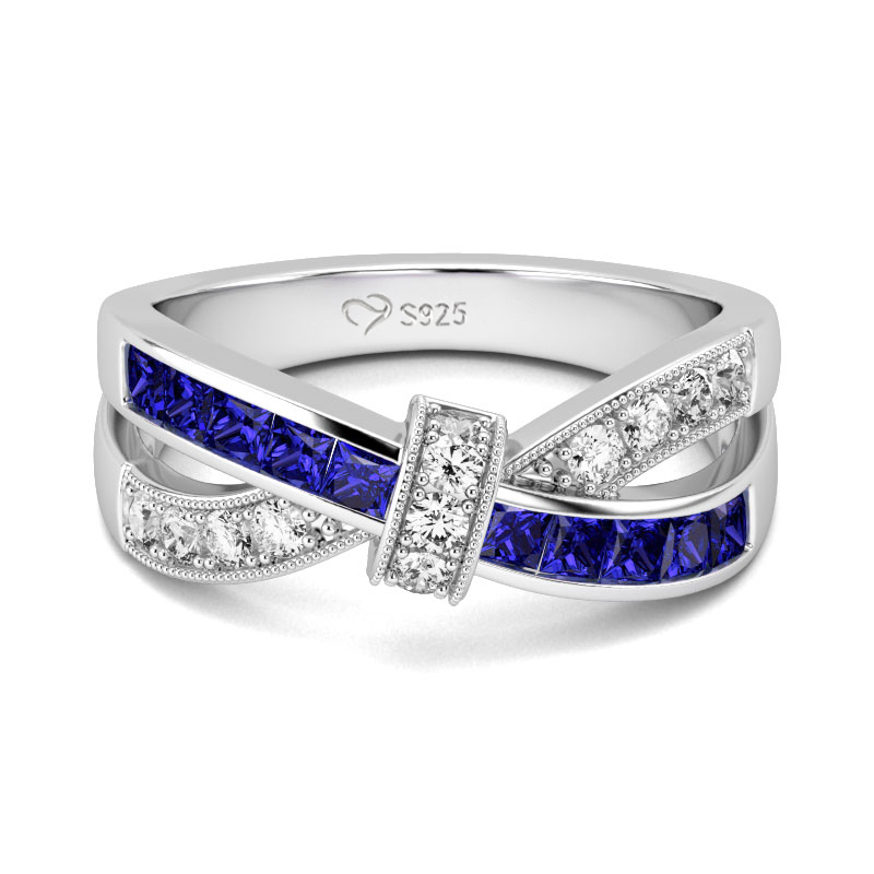 Jeulia Crossover Sterling Silver Women's Band