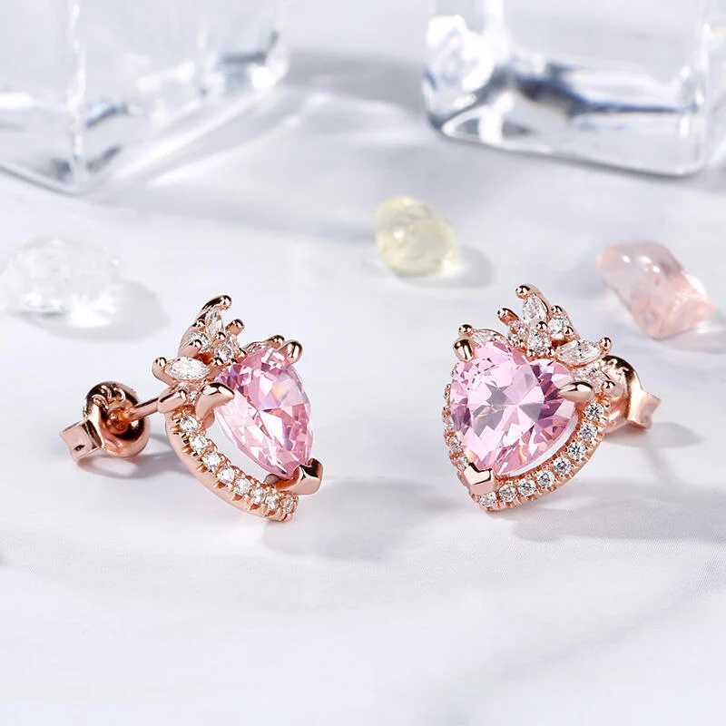 Jeulia Halo Heart Cut Earrings