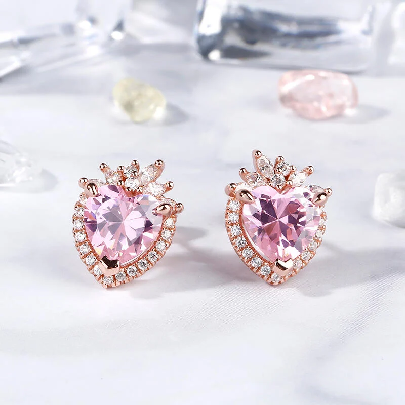 Jeulia Halo Heart Cut Earrings