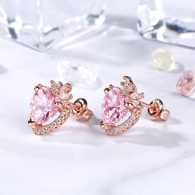 Jeulia Halo Heart Cut Earrings
