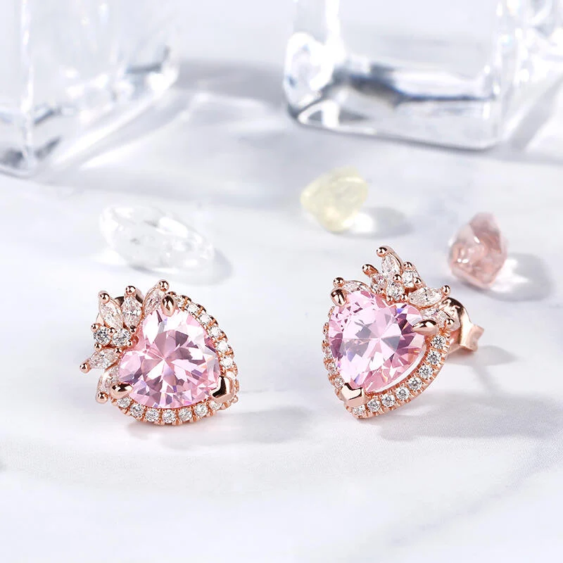 Jeulia Halo Heart Cut Earrings