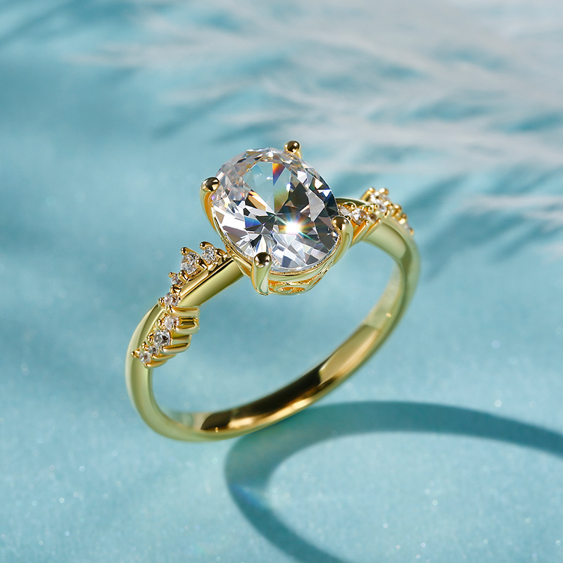 Jeulia 10K/14K/18K Gold Platinum Twist Oval Cut Ring