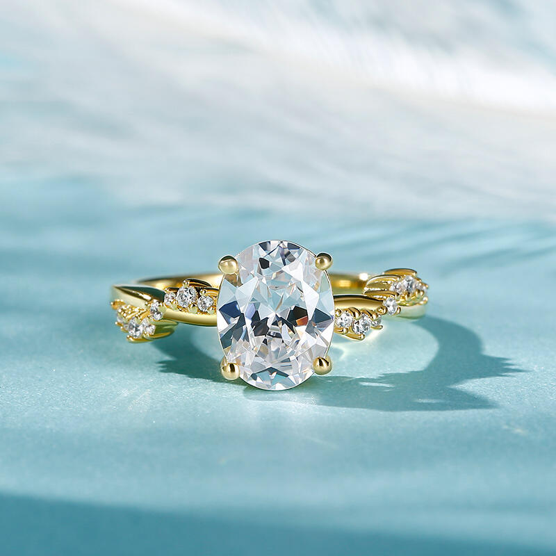 Jeulia 10K/14K/18K Gold Platinum Twist Oval Cut Ring