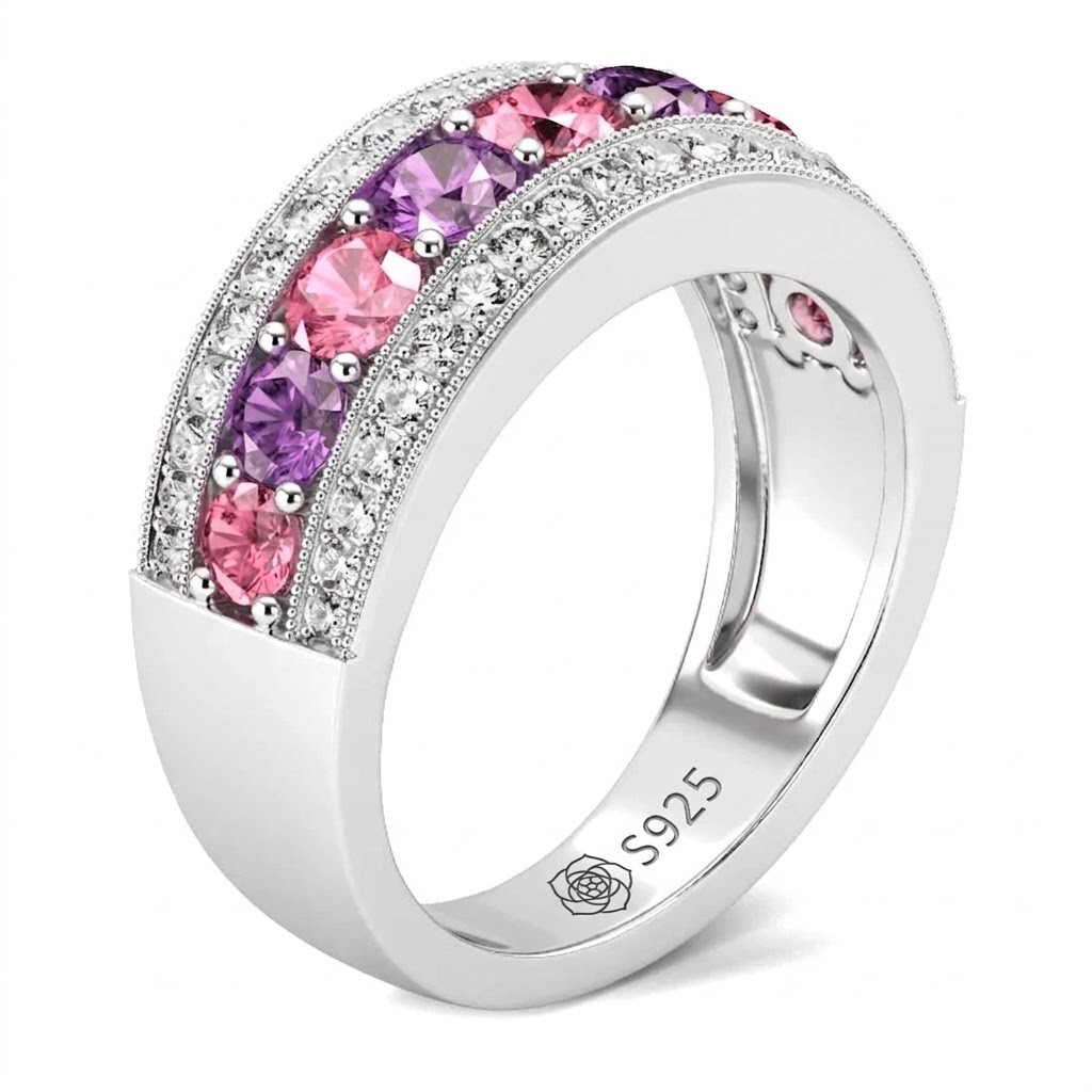 Halirose Classic Round Cut Sterling Silver Women's Band