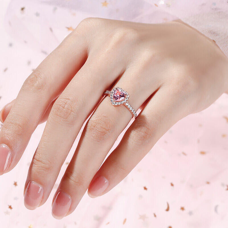 Helirose Halo Heart Cut Sterling Silver Ring