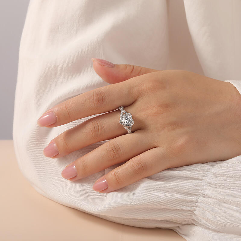 Helirose Classic Heart Twist Custom Promise Ring Sterling Silver