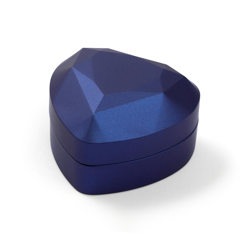Helirose Fashion Blue Heart Shape Ring Box with LED Light