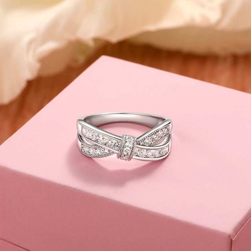 Jeulia Crossover Sterling Silver Women's Band