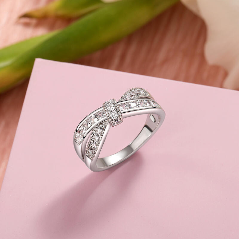 Jeulia Crossover Sterling Silver Women's Band