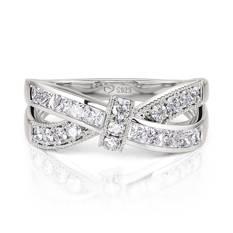 Jeulia Crossover Sterling Silver Women's Band
