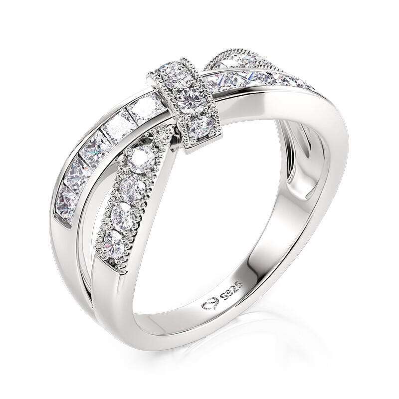 Jeulia Crossover Sterling Silver Women's Band