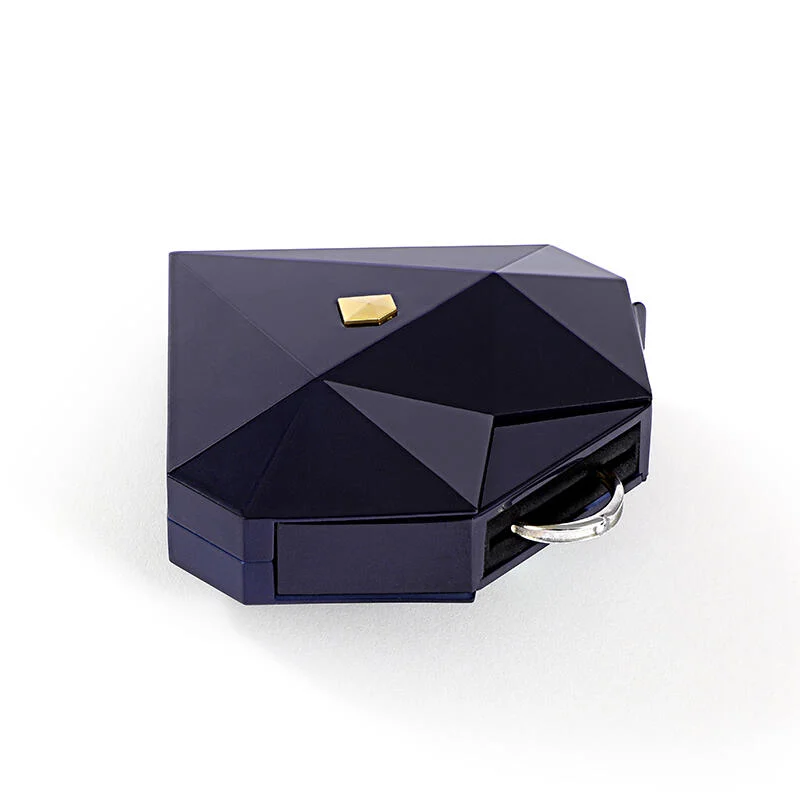 Helirose Diamond Dark Blue Heart Ring Box for Magic Secret