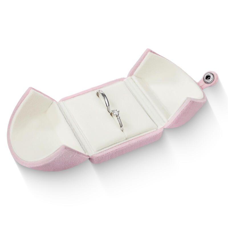 Helirose  Pink Ring Box Velvet Double Opening