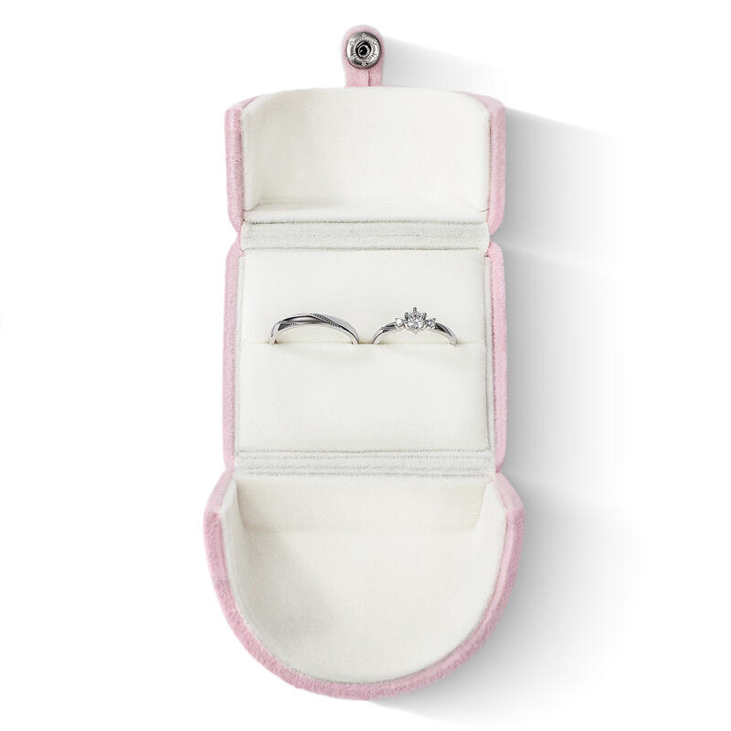 Helirose  Pink Ring Box Velvet Double Opening