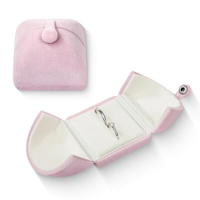 Helirose  Pink Ring Box Velvet Double Opening