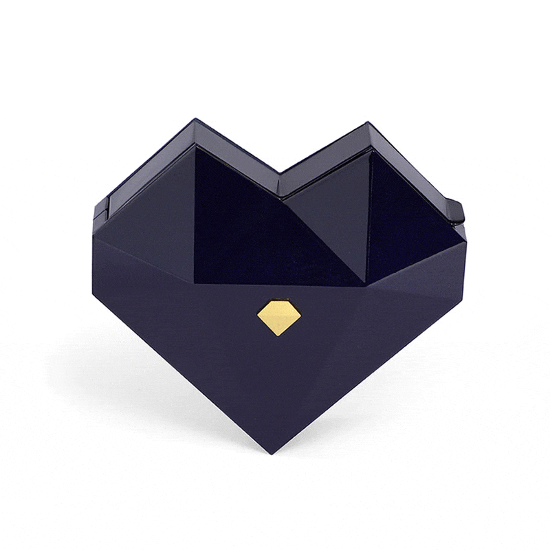 Helirose Diamond Dark Blue Heart Ring Box for Magic Secret