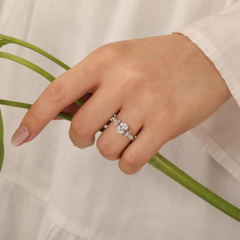Helirose Oval Cut Custom Infinity Engagement Ring Sterling Silver
