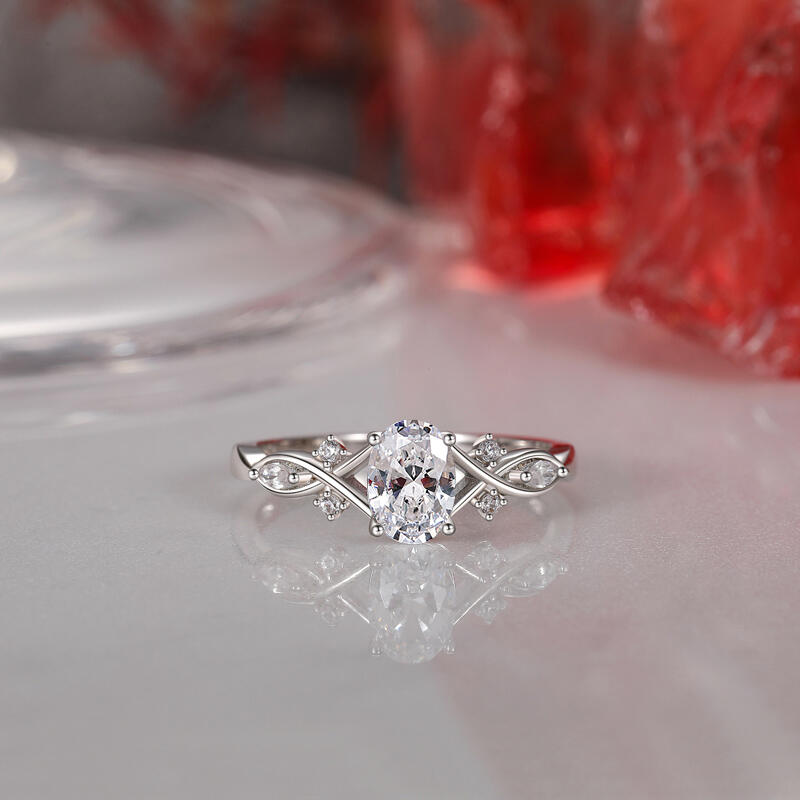 Helirose Oval Cut Custom Infinity Engagement Ring Sterling Silver