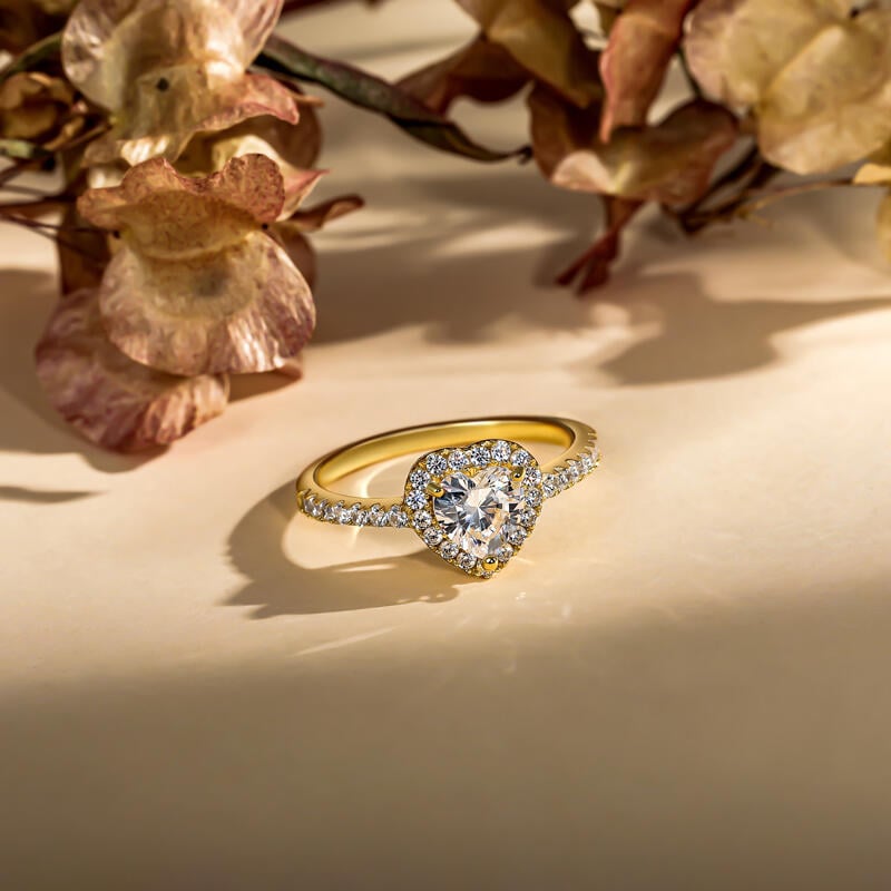 Helirose Halo Heart Cut Sterling Silver Ring
