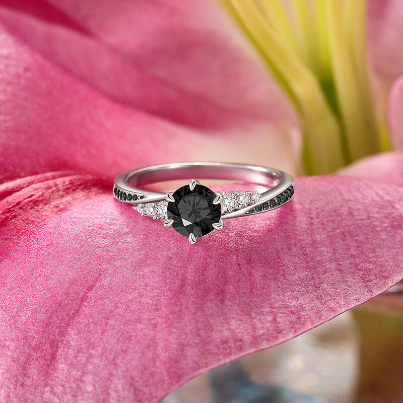 Jeulia Simple Round Cut Promise Ring Twist Design Sterling Silver