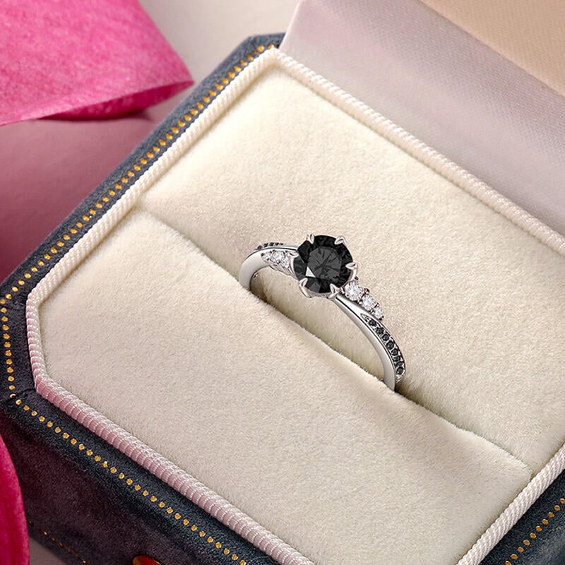 Jeulia Simple Round Cut Promise Ring Twist Design Sterling Silver