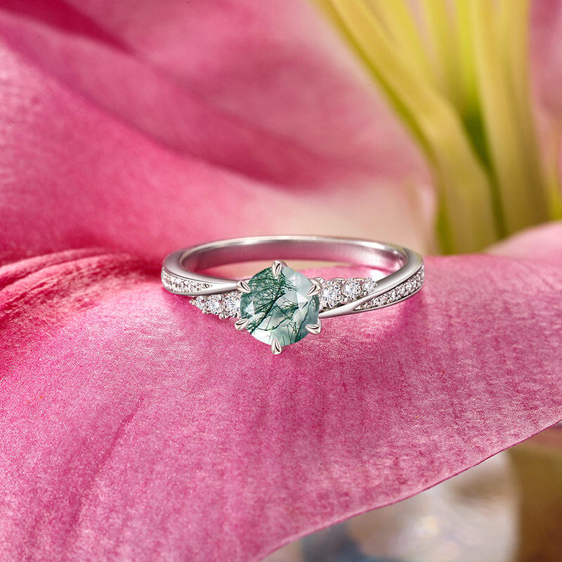 Jeulia Simple Round Cut Promise Ring Twist Design Sterling Silver