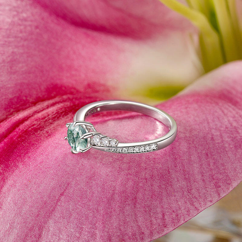 Jeulia Simple Round Cut Promise Ring Twist Design Sterling Silver