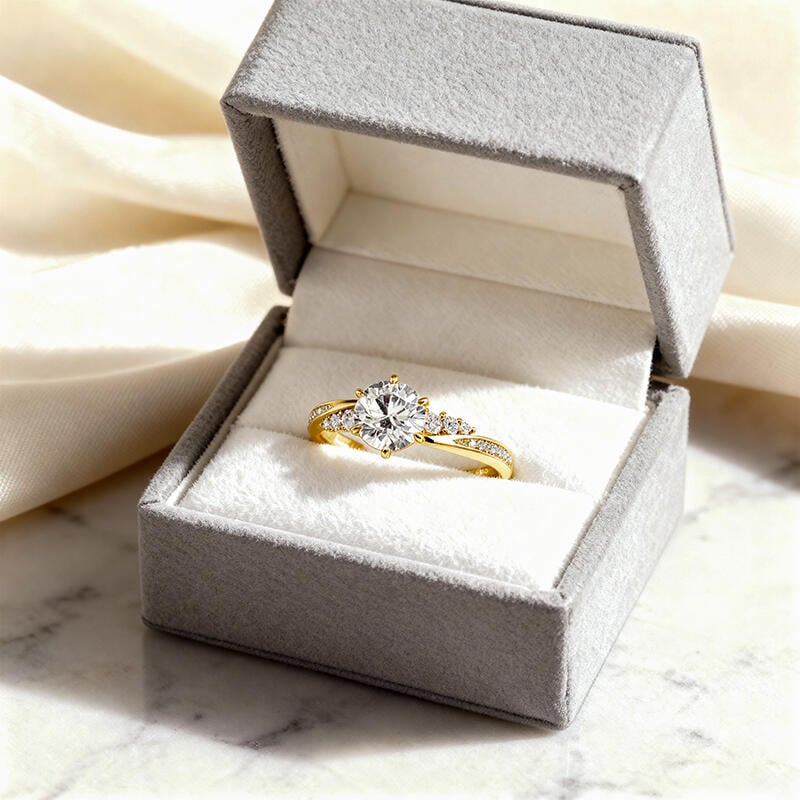 Jeulia Simple Round Cut Promise Ring Twist Design Sterling Silver