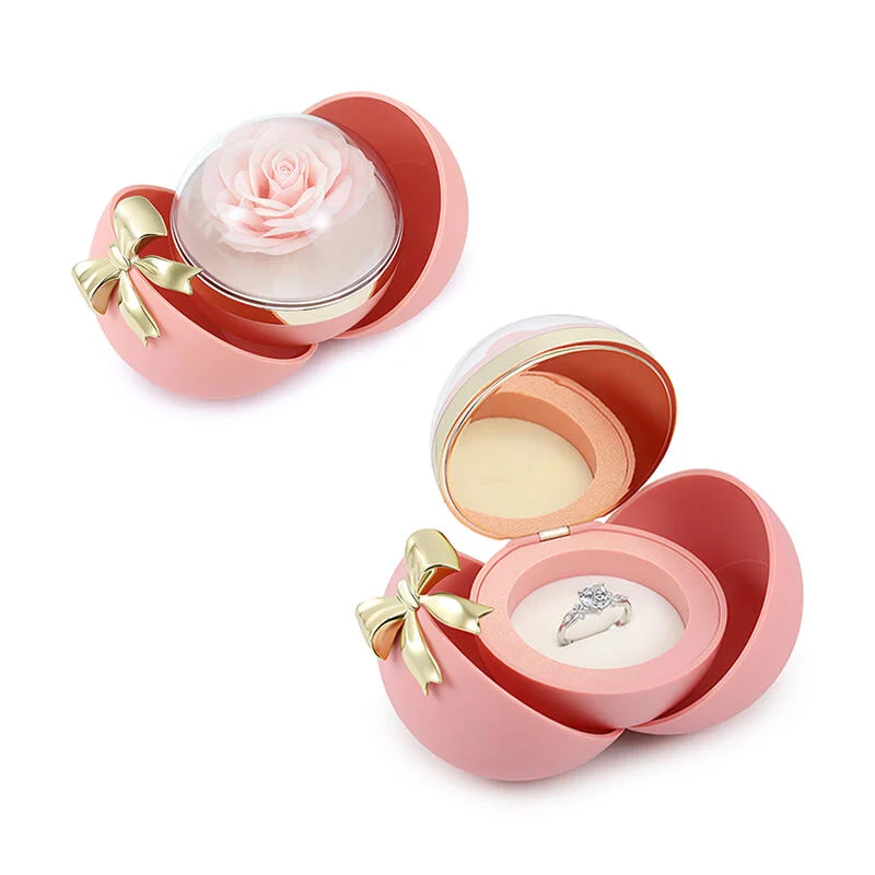 Helirose Fashion Bow Pink Ring Box Jewelry Organizer