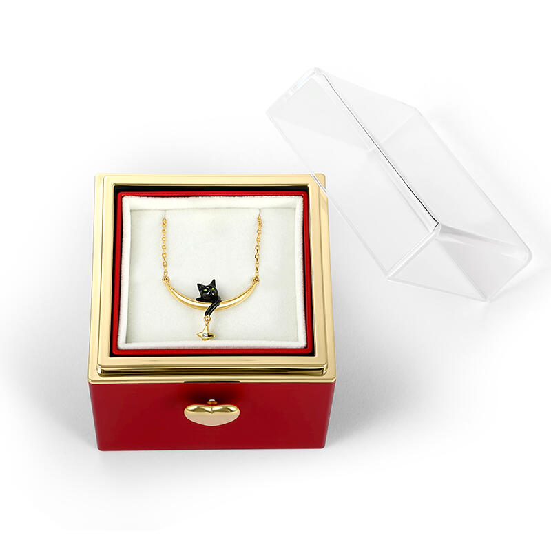 Helirose Rotating Preserved Rose Jewelry Box for Rings Necklaces