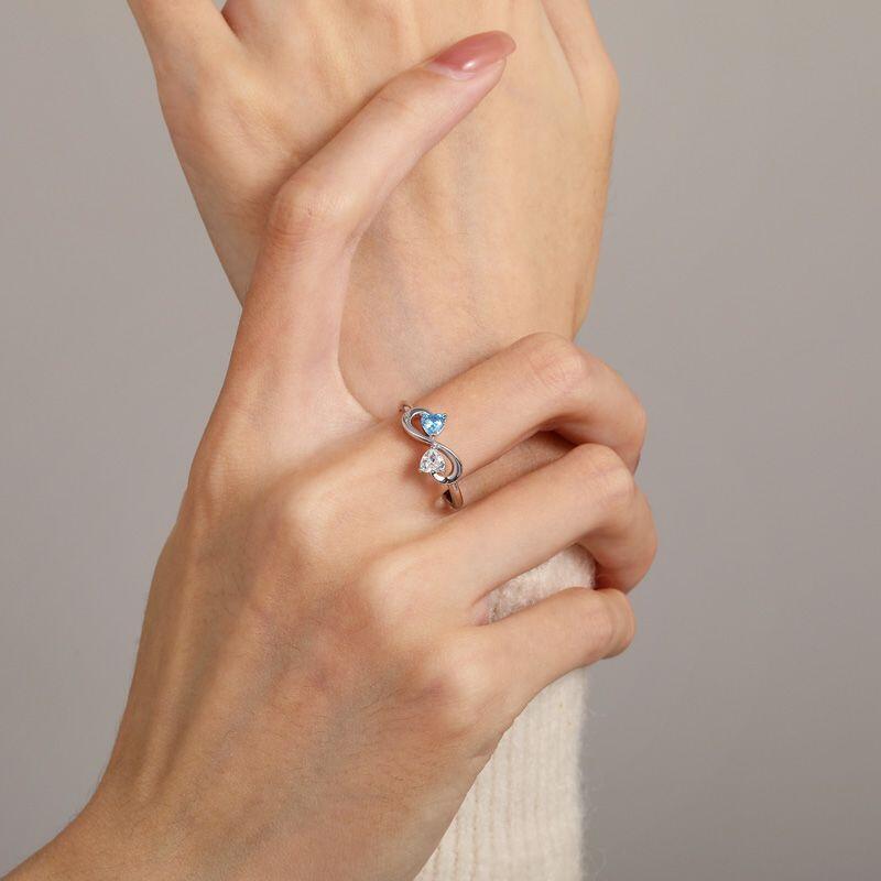 Jeulia Custom Infinity Double Heart Birthstone Ring