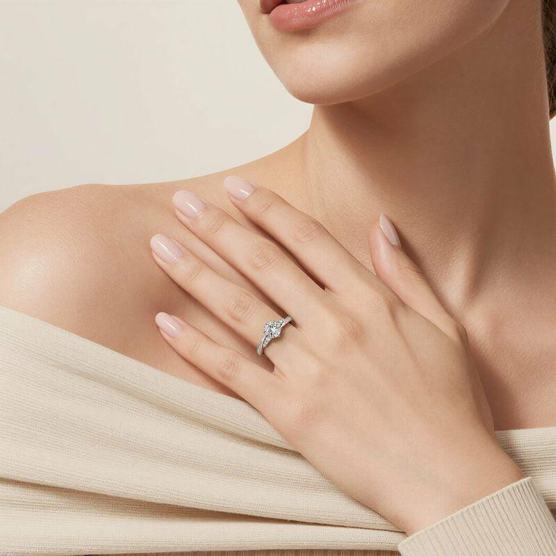 Jeulia Simple Round Cut Promise Ring Twist Design Sterling Silver