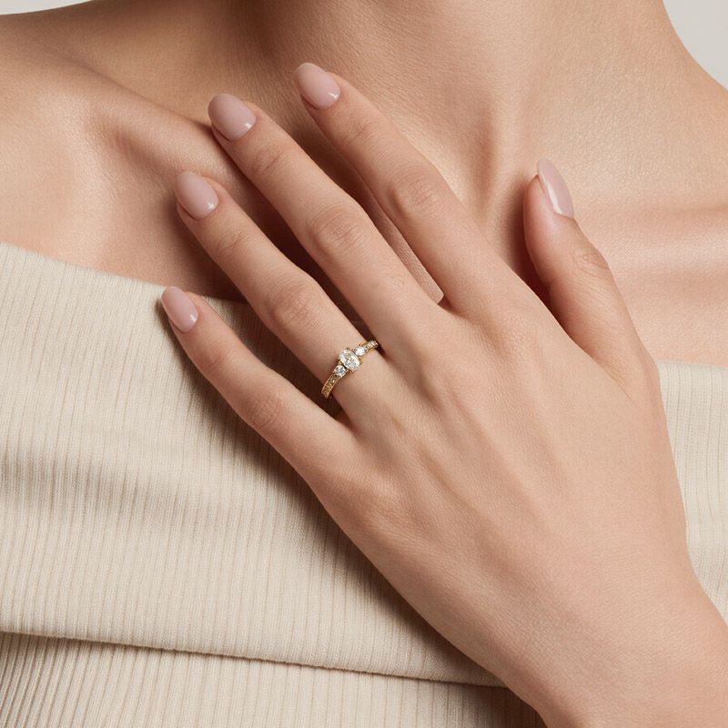 Helirose Minimalist Pave Three Stone Oval Promise Ring