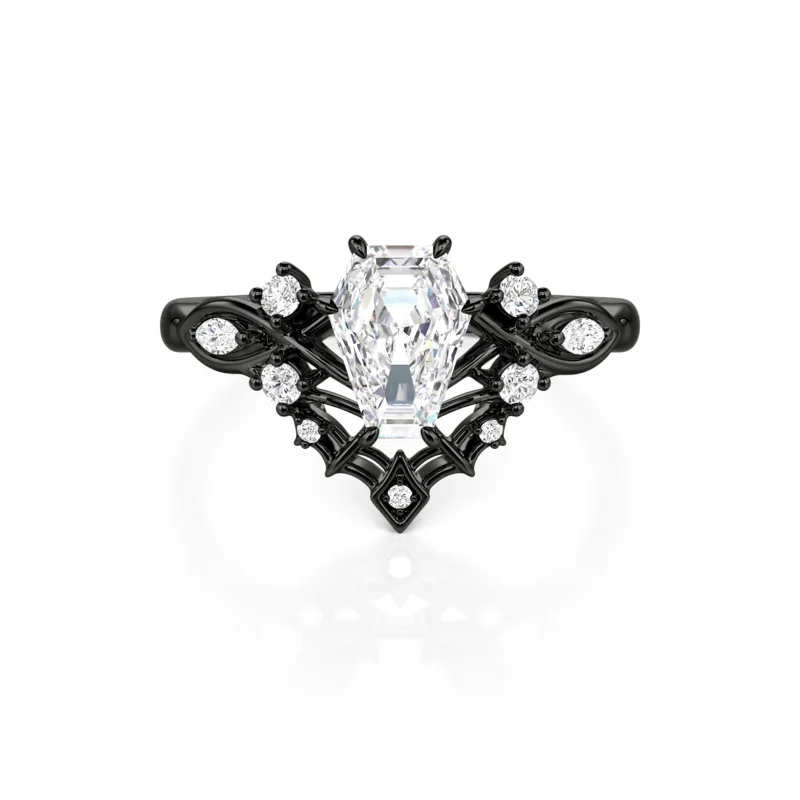 Jeulia Gothic Black Infinity Spider Web Coffin Ring