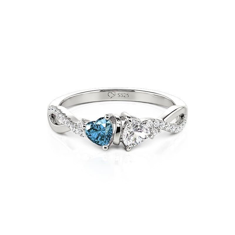 Jeulia Custom Twist Double Heart Birthstone Engagement Ring